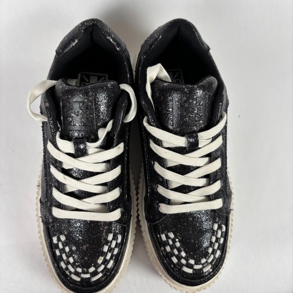 T.U.K Platform Sneakers, Black and White with Speckles on Black, Skule and Bone - Picture 3 of 11